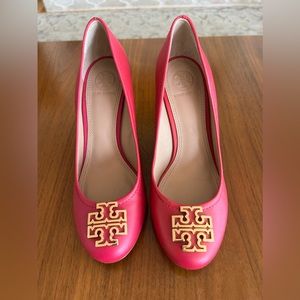 New Tory Burch Pink Wedge Shoes, Size 5.5
